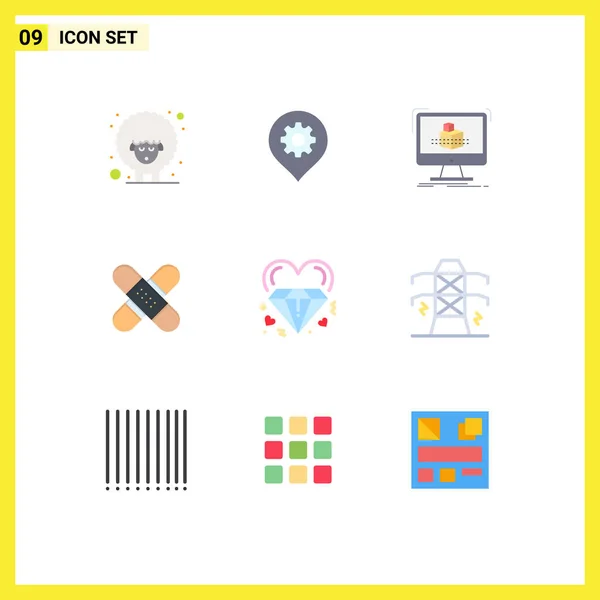 Stock Vector Icon Pack Líneas Símbolos Para Cinta Kit Cubo — Vector de stock