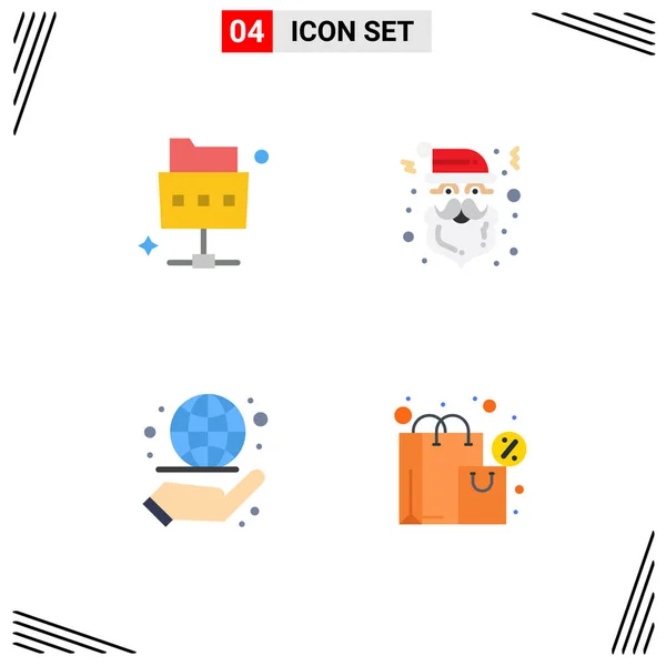 Set Modern Icons Symbols Signs Network Hand Christmas Cap Bag — Stock Vector