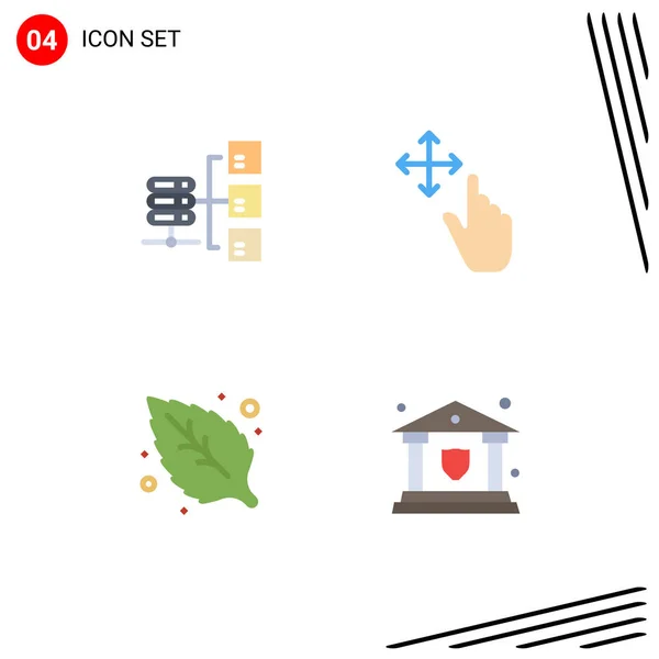 Modern Set Flat Icons Symbols Network Leaf Social Hold Insurance — Stock Vector