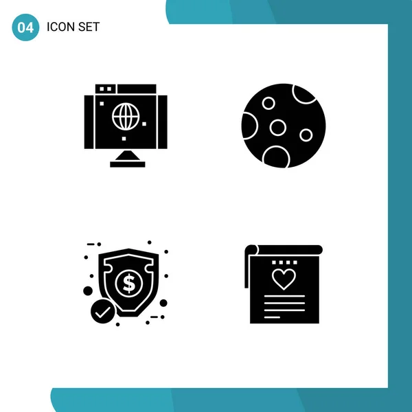 Set Modern Icons Symbols Signs Computer Protection Technology Weather File — Stock Vector