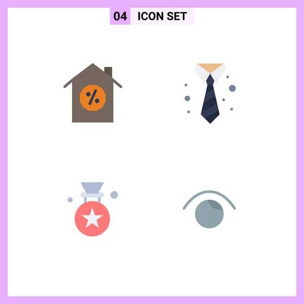 Pack Iconos Planos Creativos Casa Insignia Negocio Ropa Ojo Elementos — Vector de stock