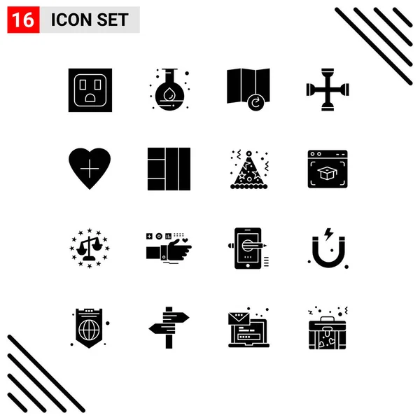 Set Modern Icons Symbols Signs Wireframe Human Heart Cross Heart — Stock Vector