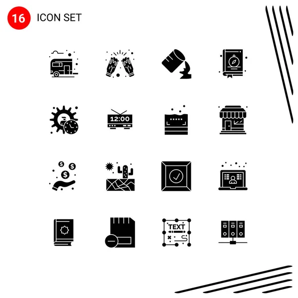 Modern Set Solid Glyphs Symbols Administrator Location Party Book Humid — Stock Vector