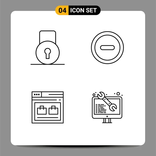 Conjunto Icones Modernos Símbolos Sinais Para Chave Web Segurança Usuário — Vetor de Stock