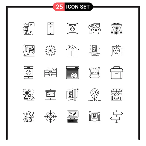 Universal Icon Symbols Group Modern Vonalak Sms Callout Iphone Kommunikáció — Stock Vector