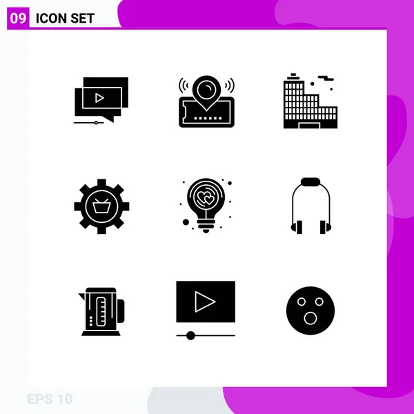 Creative Icons Modern Signs Symbols Gear Ticket Configuration Office Editable — Stockový vektor