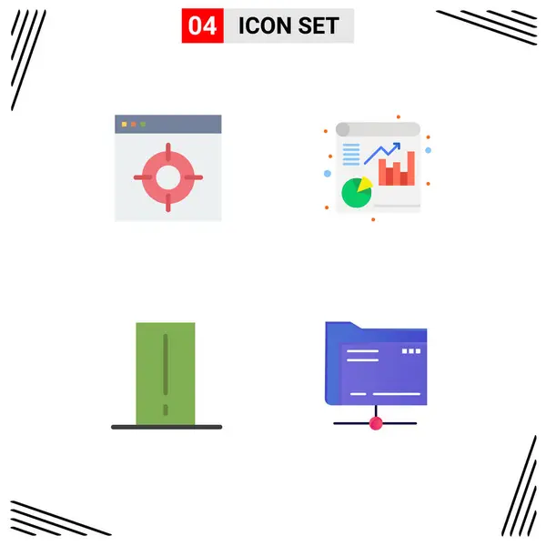 Set Vector Flat Icons Grid Application Electronics Target Report Light — Stock Vector