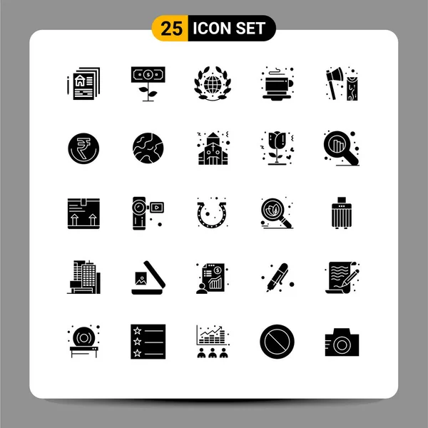 Universal Icon Symbols Group Modern Solid Glyphen Construction Hot Earth — Stockvektor