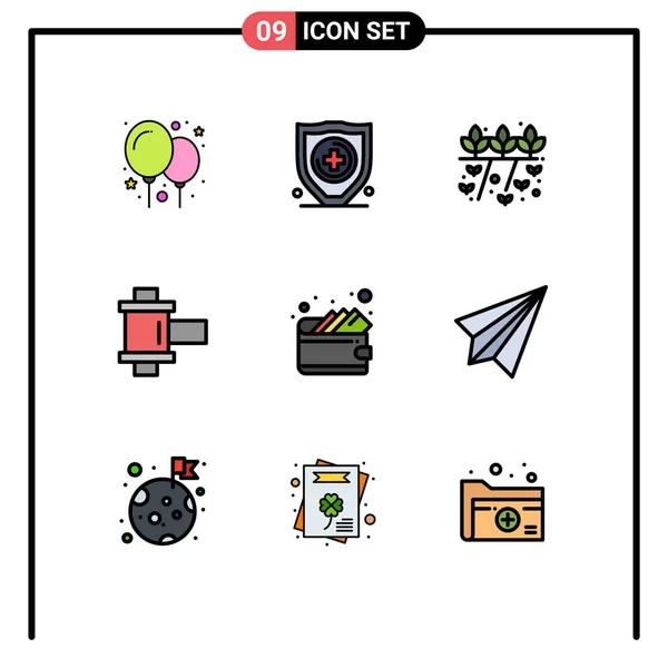 Universal Icon Symbols Group Modern Filledline Flat Színek Kapcsolat Pénztárca — Stock Vector