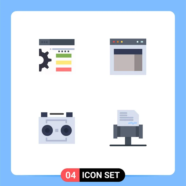 Groep Van Modern Flat Icons Set Voor Design Audio Tape — Stockvector