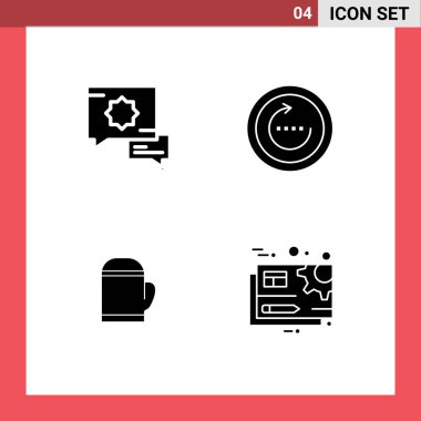 4 Yaratıcı Simge Modern İşaretler ve İslami, mikrodalga, tarayıcı, senkronize, soğuk Düzenlenebilir Vektör Tasarım Elemanları