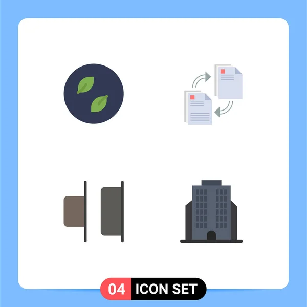 Modern Set Flat Icons Symbols Ecology Distribute Nature File Right — Stock Vector