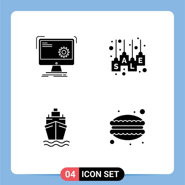 Icone Creative Segni Moderni Simboli Comando Tag Vendita Processo Etichetta — Vettoriale Stock