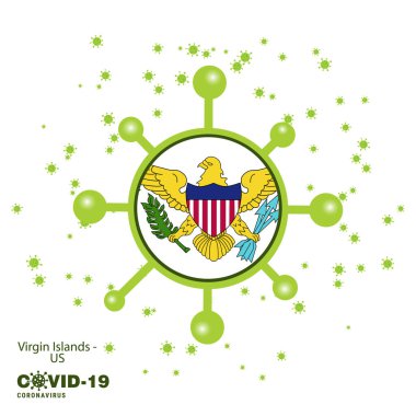 Virgin Adaları, ABD Coronavius Flag Bilinç Arkaplanı. Evde kal, sağlığına dikkat et. Kendi sağlığına dikkat et. Ülke için dua et.