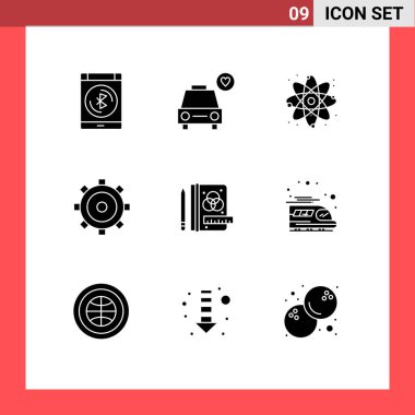 Piktogram Seti: Kırtasiye, yaratıcılık, enerji, ui, teçhizat düzenlenebilir vektör tasarım elementleri