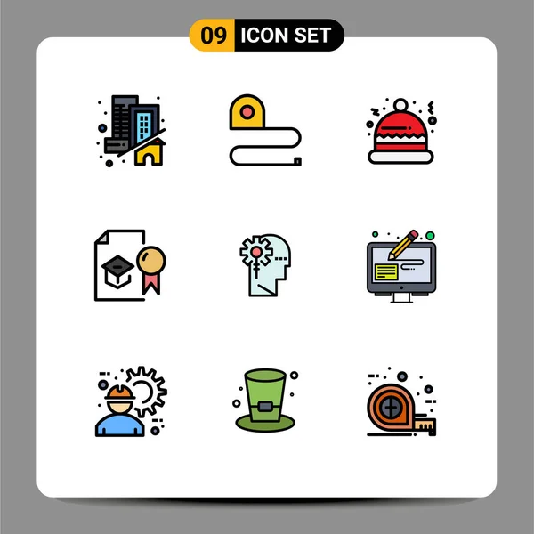 2014 Mobile Interface Filledline Flat Color Set Pictograms Critical University — 스톡 벡터