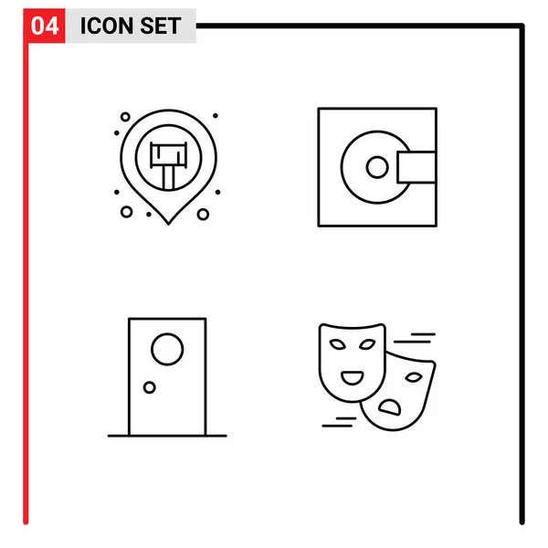 Icônes Créatifs Signes Symboles Modernes Emplacement Porte Épinglette Minidisque Extérieur — Image vectorielle