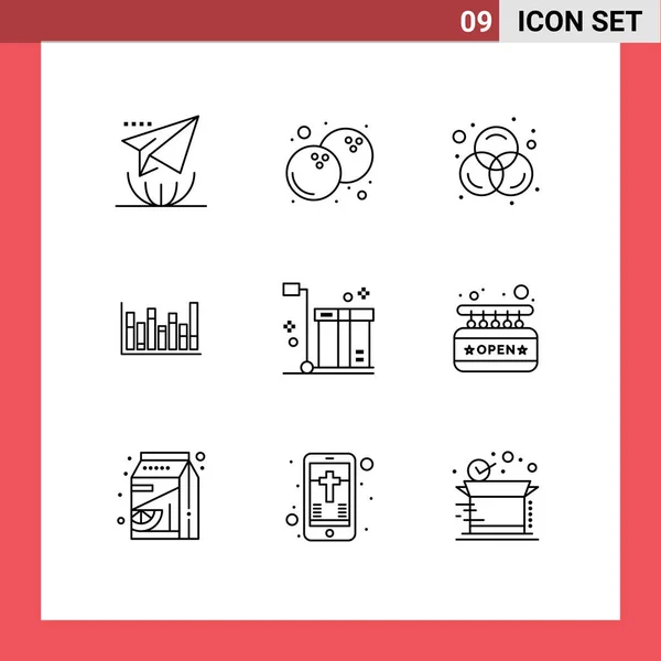 Сучасний Набір Контурів Символів Таких Упаковка Кошик Дизайн Коробка Вгору — стоковий вектор