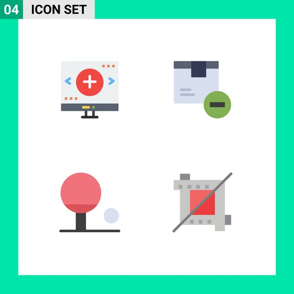 Set Commercial Flat Icons Pack Computer Logistic Magnifier Delete Sport — Stock Vector