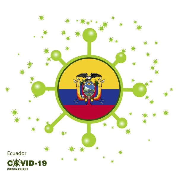 Ecuador Coronavius Flagge Awareness Background Bleib Hause Bleib Gesund Achten — Stockvektor