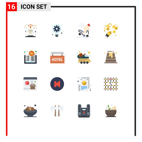 2014 Mobile Interface Flat Color Set Pictograms Hotel Education Time — 스톡 벡터