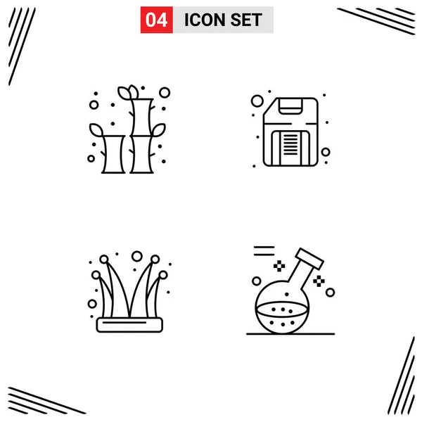 Stock Vector Icon Pack Line Segni Simboli Bambù Clown Celebrazione — Vettoriale Stock