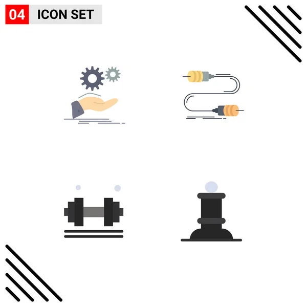 Set Vector Flat Icons Grid Solution Wire Gear Communication Fitness — Stock Vector