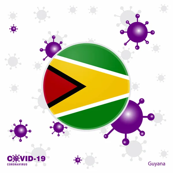 Imádkozz Guyanáért Covid Coronavirus Tipográfia Zászló Maradj Otthon Maradj Egészséges — Stock Vector
