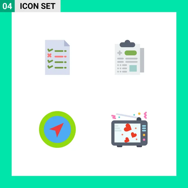 Ensemble Pictogrammes Simple Plat Icônes Document Épinglette Soins Santé Emplacement — Image vectorielle