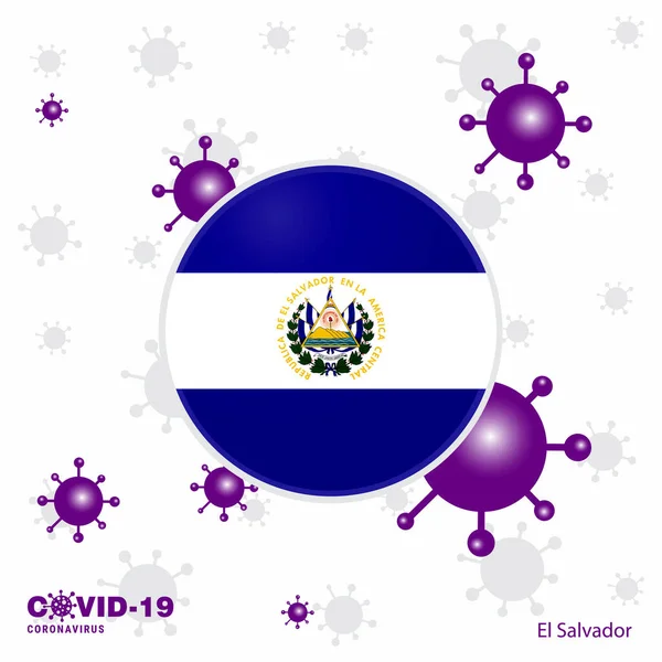 Orad Por Salvador Covid Coronavirus Typography Flag Quédate Casa Mantente — Vector de stock