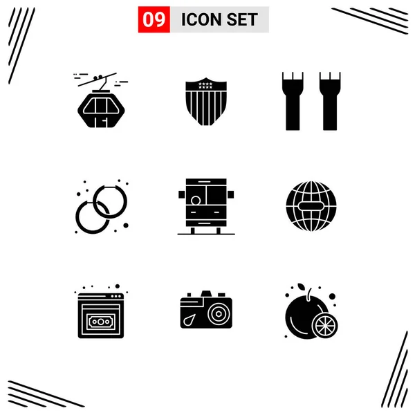 Modern Set Solid Glyphs Pictograph Fashion Accessory Usa Accessorize Fortress — Stock Vector