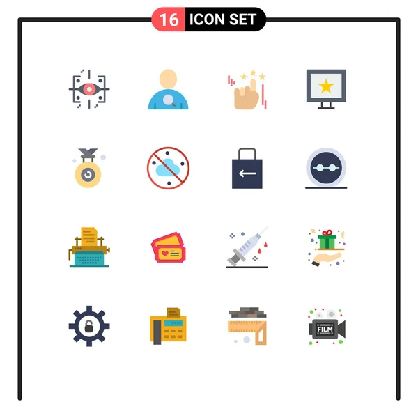 Set Modern Icons Tanda Tanda Untuk Cloudless Pemenang Stare Olympic - Stok Vektor