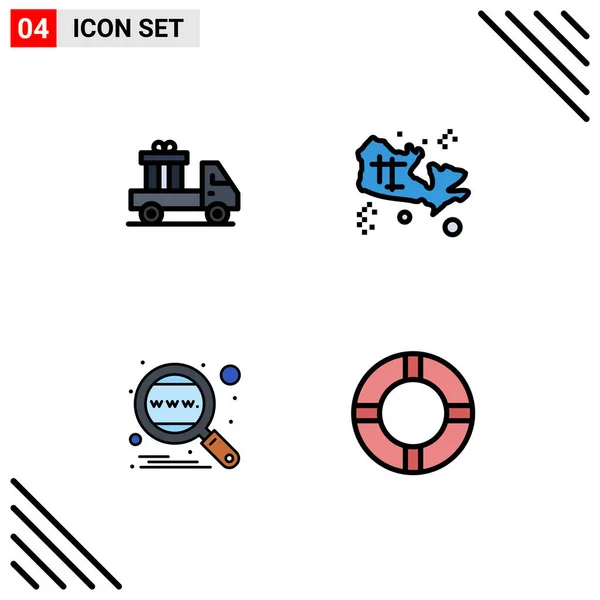 Vector Icon Pack Line Signs Symbols Deliver Engine Truck Treasure — 스톡 벡터