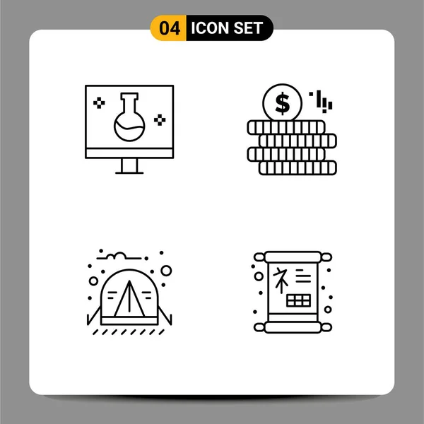 Set Modern Icons Symbols Signs Biology Camping Echography Coin Jungle — Stock Vector