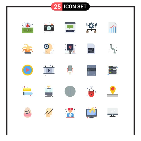 Moderno Set Colores Planos Símbolos Como Archivo Compartir Comunicación Ajuste — Vector de stock