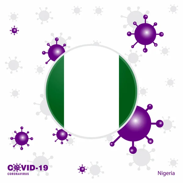 Imádkozz Nigériáért Covid Coronavirus Tipográfia Zászló Maradj Otthon Maradj Egészséges — Stock Vector