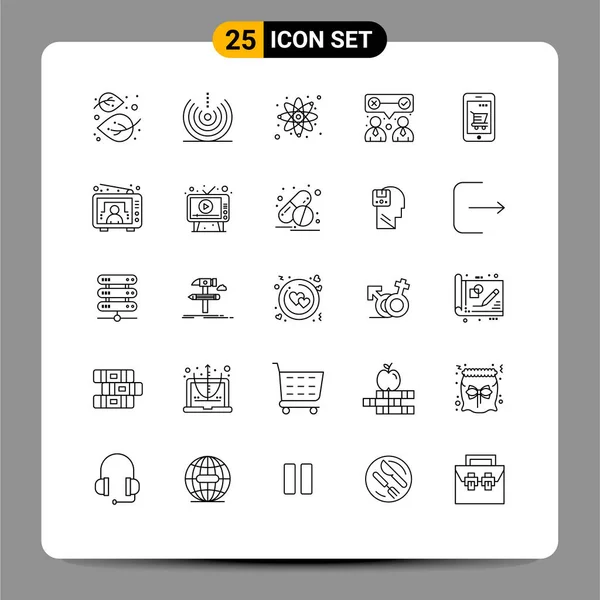Set Modern Icons Symbols Signs Cart Team Signal Our Science — Stockový vektor