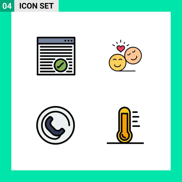 Iconos Creativos Signos Símbolos Modernos Navegador Contacto Página Web Caras — Vector de stock