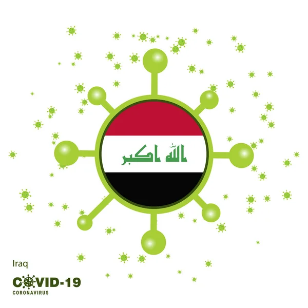 Iraq Coronavius Flag Awareness Background Manténgase Casa Manténgase Saludable Cuidado — Vector de stock