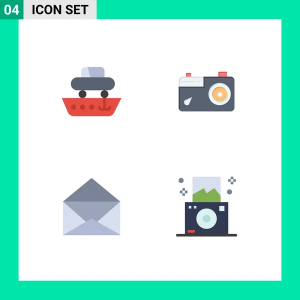 Pictogram Set Simple Flat Icons Car Message Transport Image Open — Stock Vector