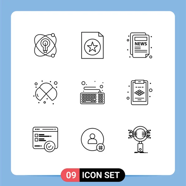 Pictogram Set Egyszerű Vázlatok Hardver Számítógép Blog Labor Kémia Szerkeszthető — Stock Vector