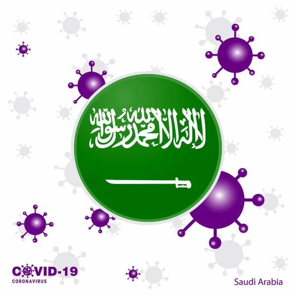 Reza Por Arabia Saudita Covid Coronavirus Typography Flag Quédate Casa — Vector de stock