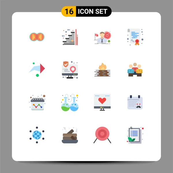 Interface Usuário Flat Color Pack Modern Signs Symbols Diploma Certification — Vetor de Stock