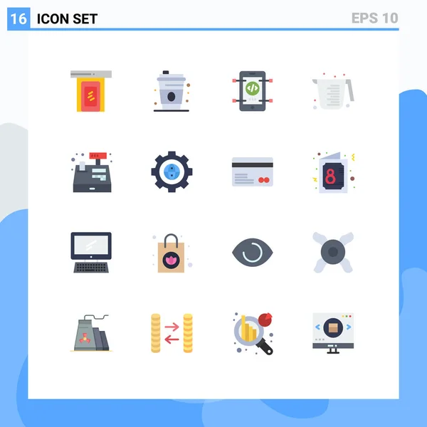 Pictogram Set Simple Flat Colors Register Cash Coding Calculing Cooking — 스톡 벡터