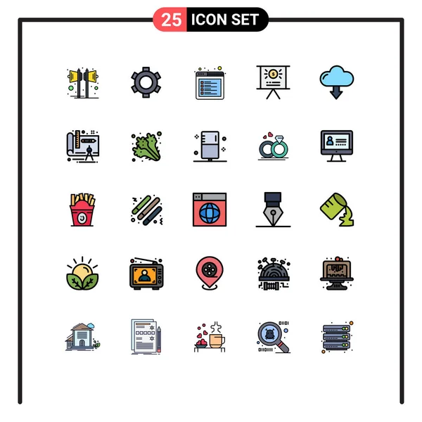 Universal Icon Symbols Grupo Línea Moderna Llena Colores Planos Flecha — Vector de stock