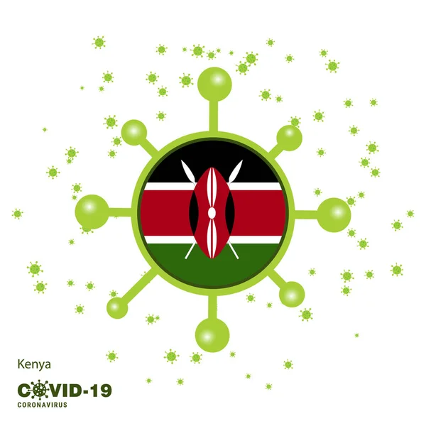 Kenya Coronavius Flag Tudatosság Háttér Maradj Otthon Maradj Egészséges Vigyázz — Stock Vector