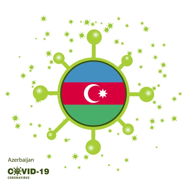 Azerbaycan Coronavius Bayrak Bilinç Arkaplanı Evde Kal Sağlığına Dikkat Kendi — Stok Vektör