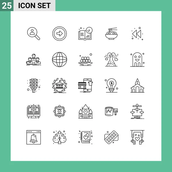 Iconos Creativos Signos Símbolos Modernos Chino Comida Interfaz Usuario Fideos — Vector de stock