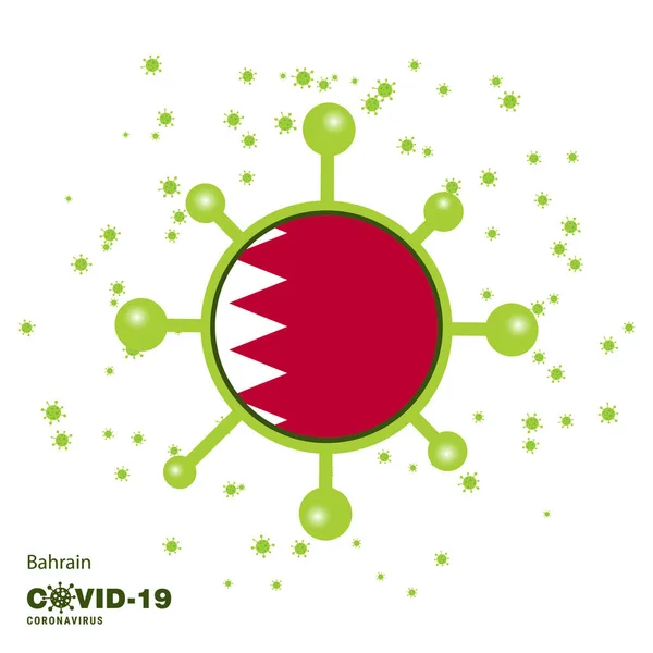Bahrajn Coronavius Flaga Świadomość Tło Zostań Domu Bądź Zdrowy Dbaj — Wektor stockowy