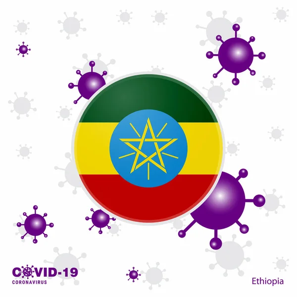 Oren Por Etiopía Covid Coronavirus Typography Flag Quédate Casa Mantente — Vector de stock